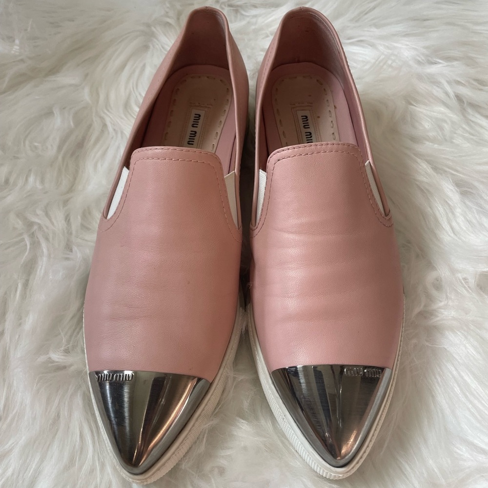 MIU MIU Light Pink Sneakers Metal ToeCaps Sz 39 Excellent Condition! - Picture 2 of 11